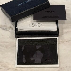 Prada Camo Leather and Nylon Card Holder